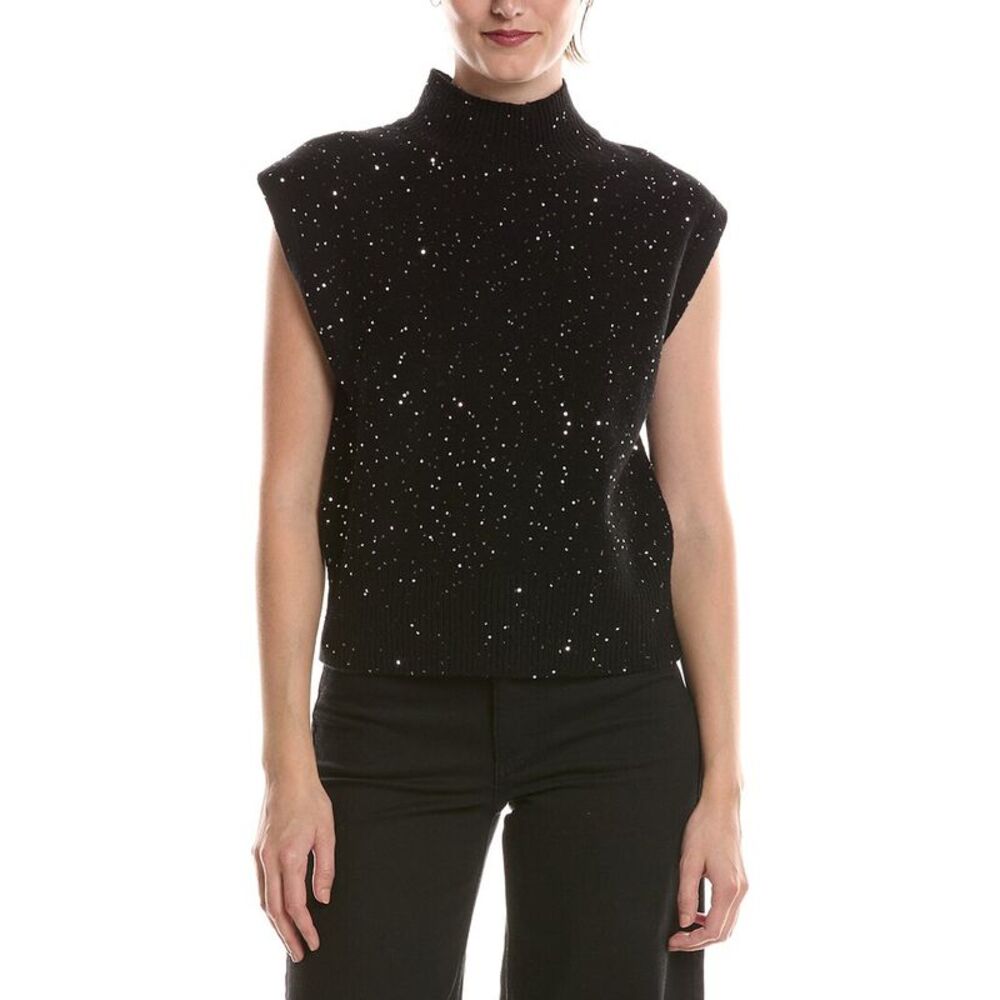 Michael Stars Womens Raina Mock Neck Sweater, Black